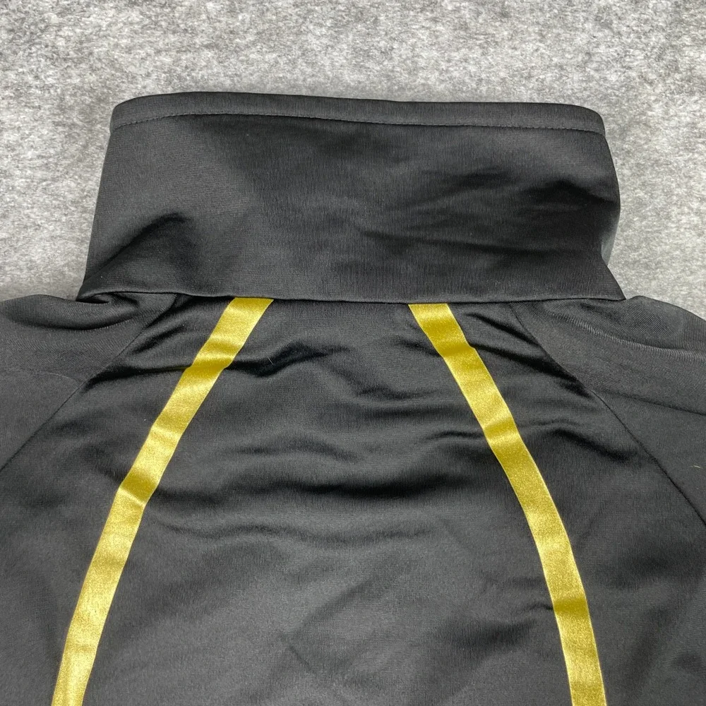 Adidas Track Jacket Mens Medium Black Gold Metallic Trefoil Full Zip Activewear
